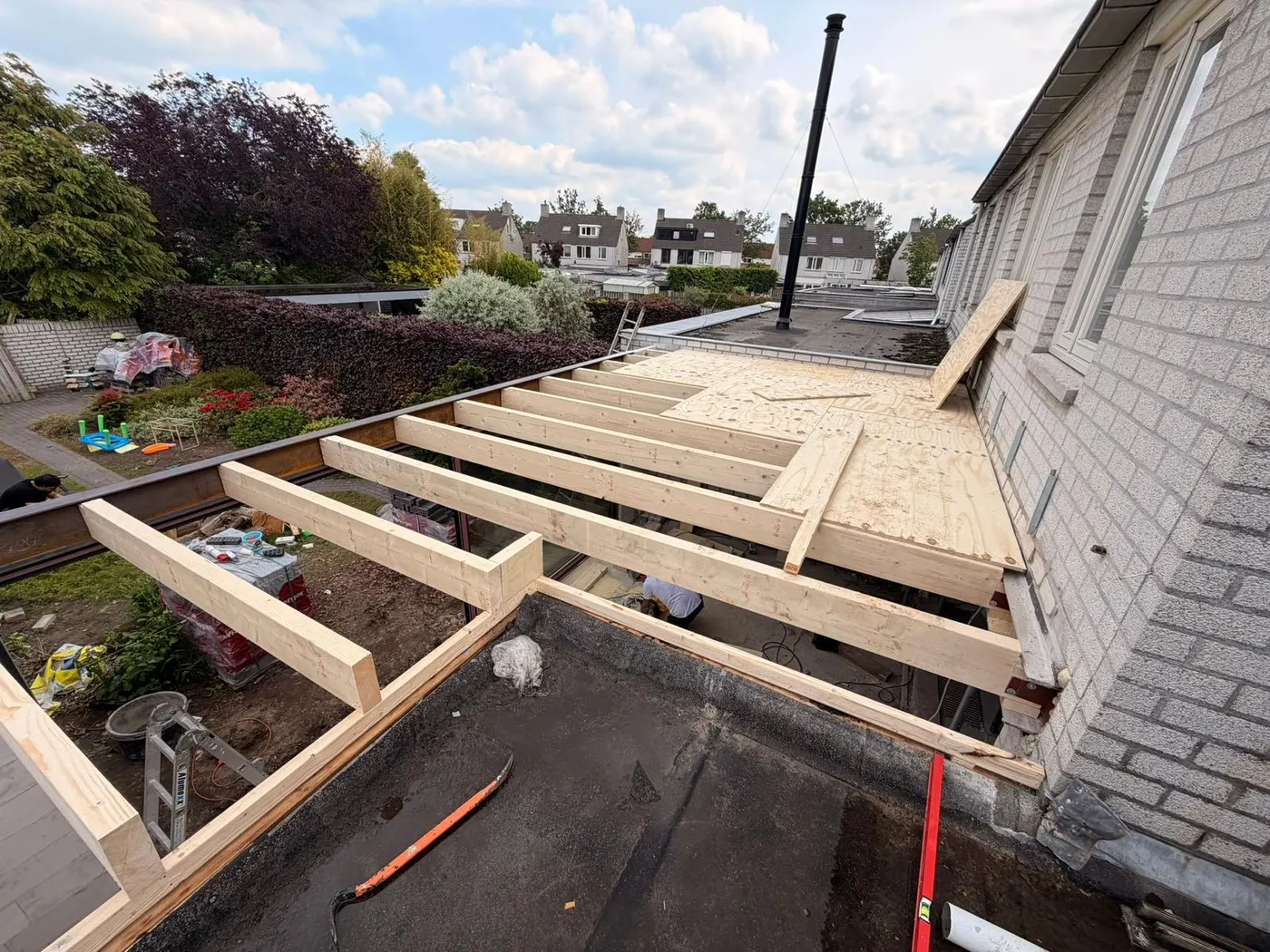 Houten dakconstructie in Oosterhout